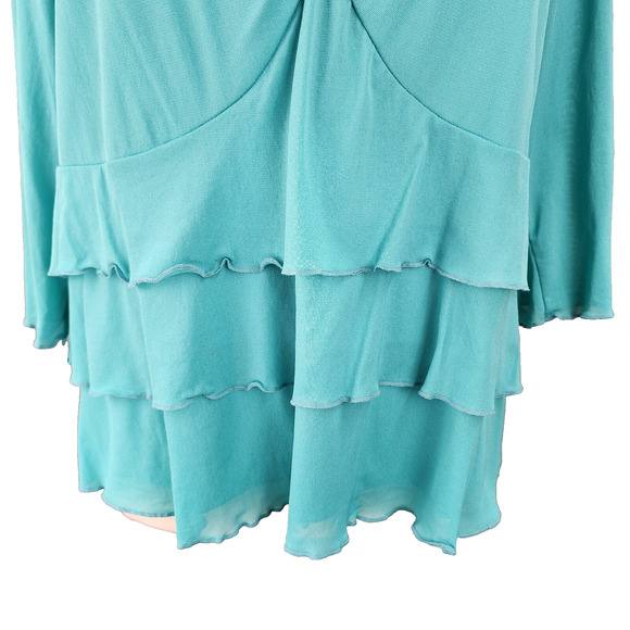 NWT Lane Bryant Womens Plus 26/28 Tunic Top Blue Turquoise Ruffle Hem Ruched New - Picture 5 of 13